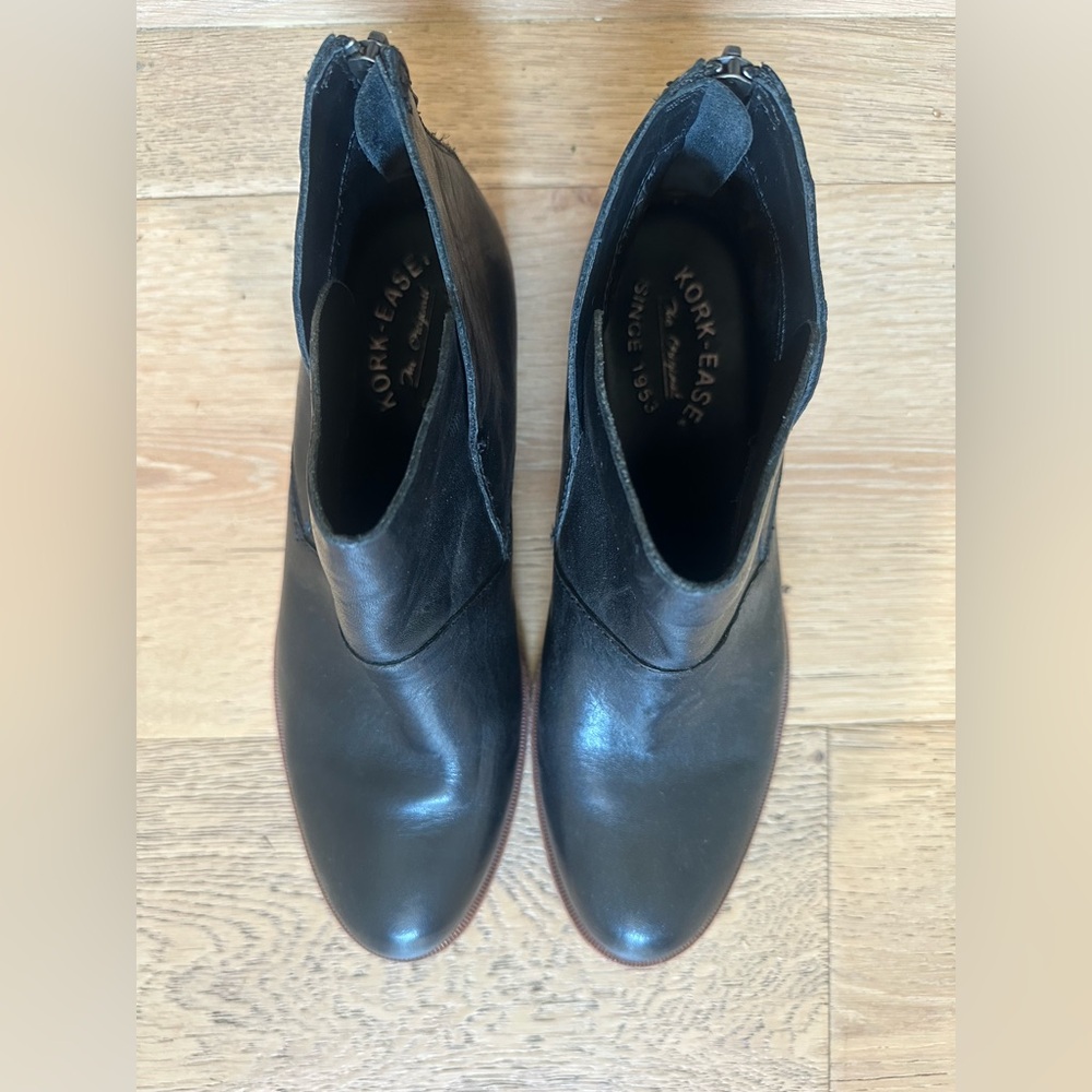 Kork-Ease Dark Leather Ankle Booties